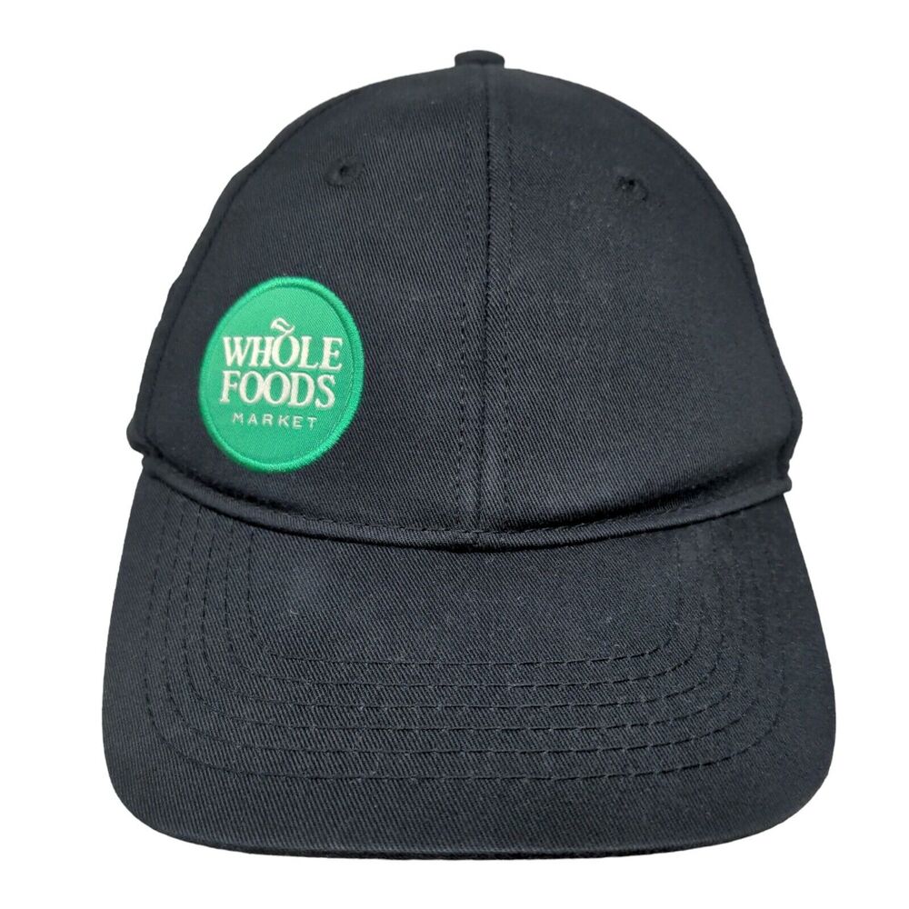 Whole Foods Market Blue OSFM Strapback Hat Adjustable Embroidered Vented Holes